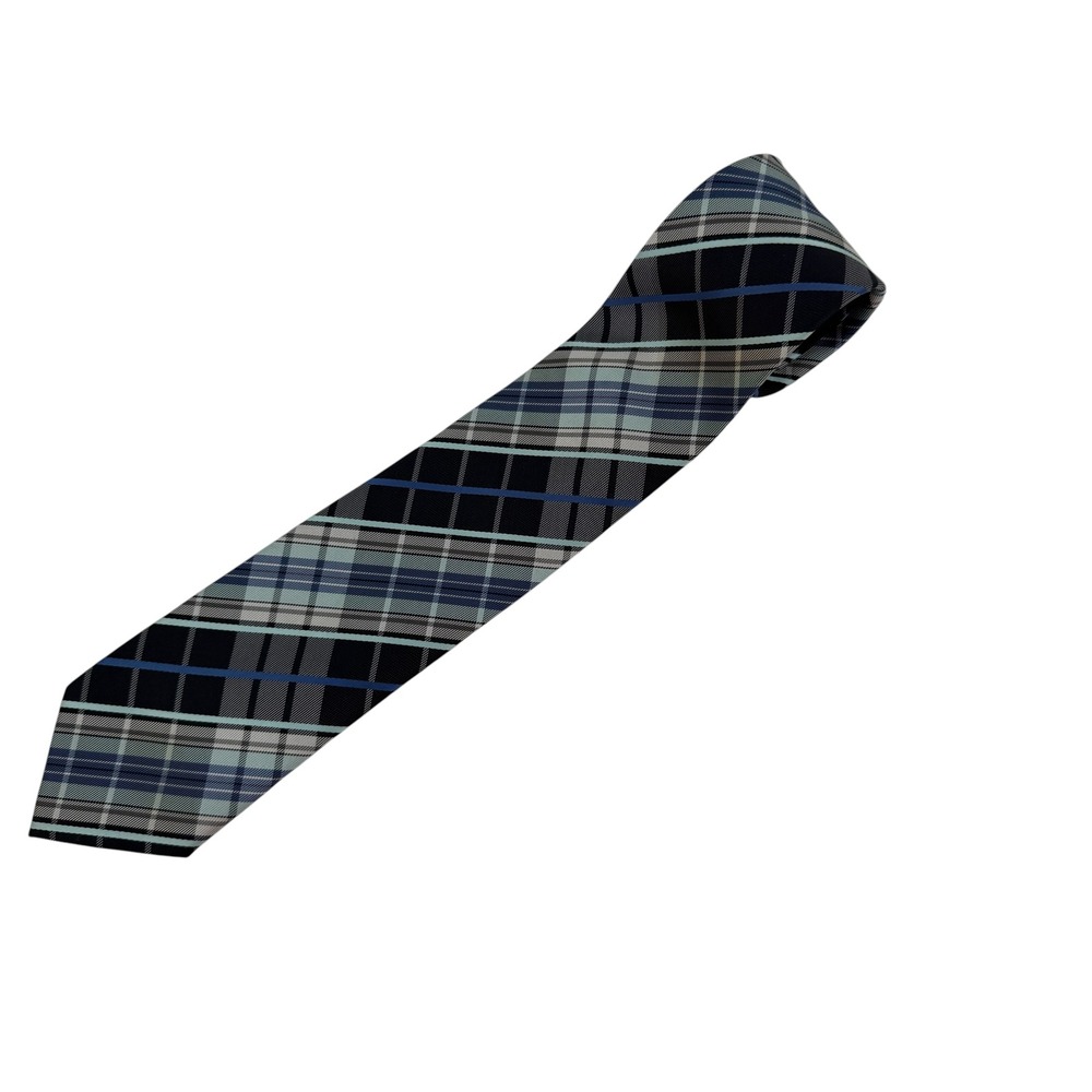 Bergamo New York Necktie Mens OS Blue Plaid Formal Business Casual Workwear